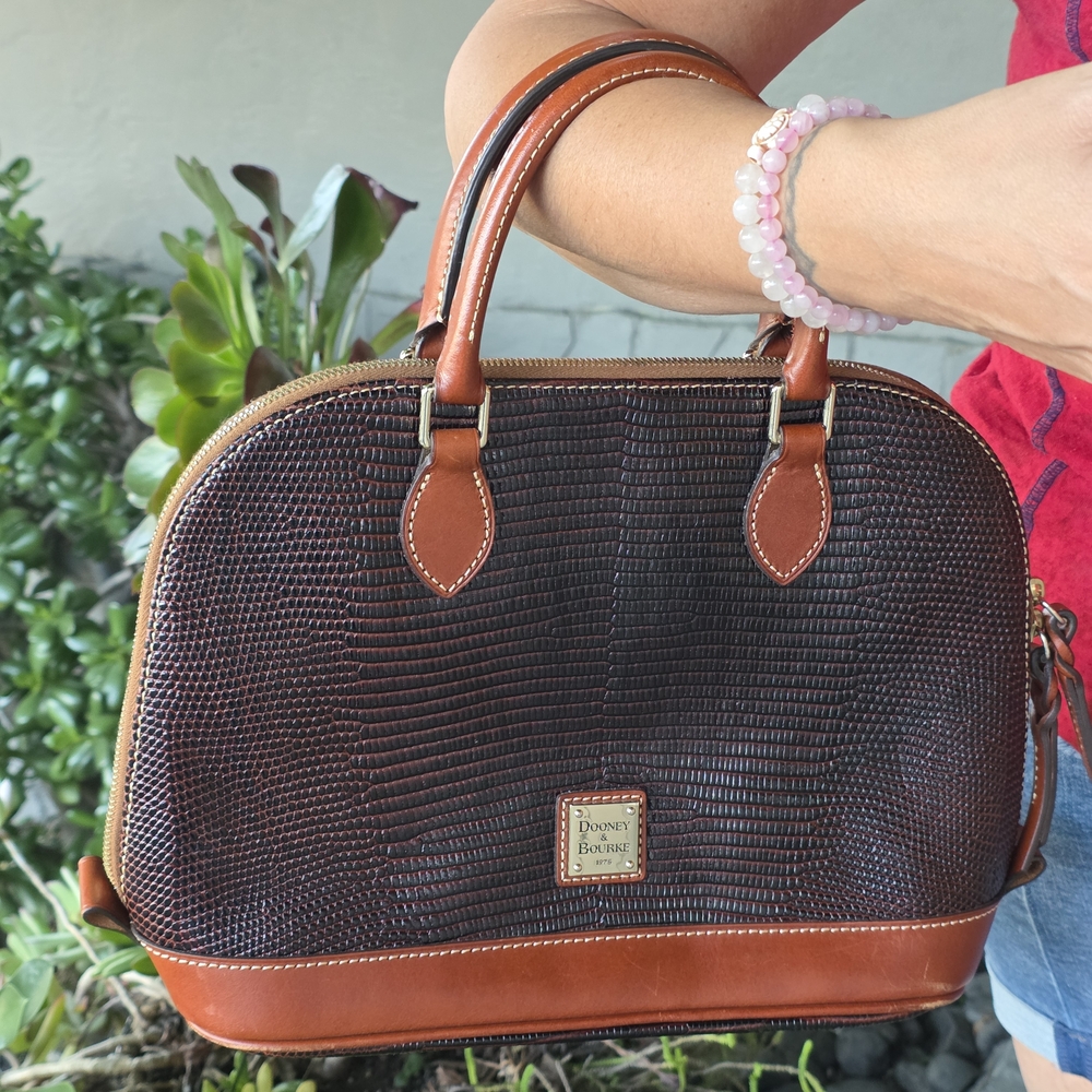Dooney & Bourke Brown Leather-Look Dome Satchel